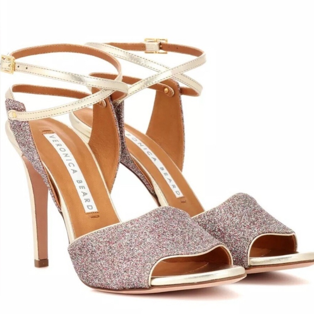 Veronica Beard  Suma Glitter Metalic Heels In Confetti Gold Size 39/8.5-9.
